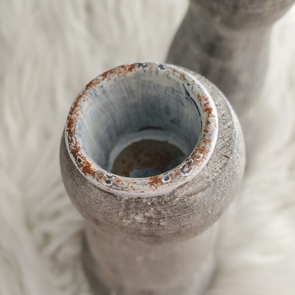 Wooden Lightweight Gray Candlestick Holder Set - Picture 5 of 8